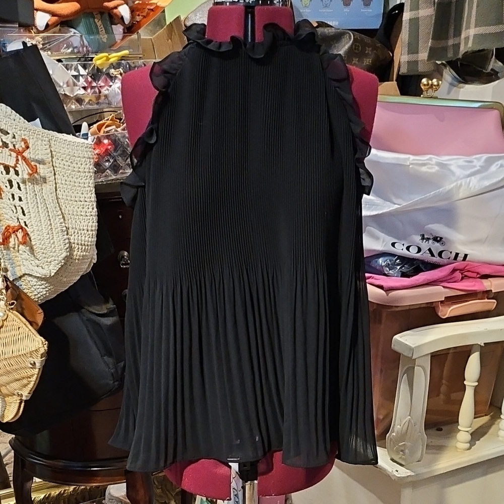 Zara Elegant Black Ruffled Women's Top